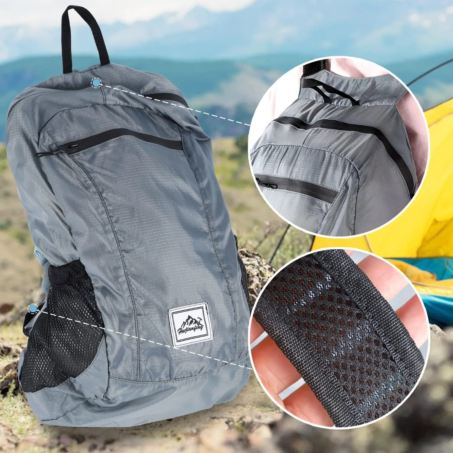 Ultra Lightweight Hiking Backpack,For uproot set manual assistance weave congress Men Women Travel Camping Outdoor Backpack-Grey 20L Foldable Backpack,Waterproof Packable 