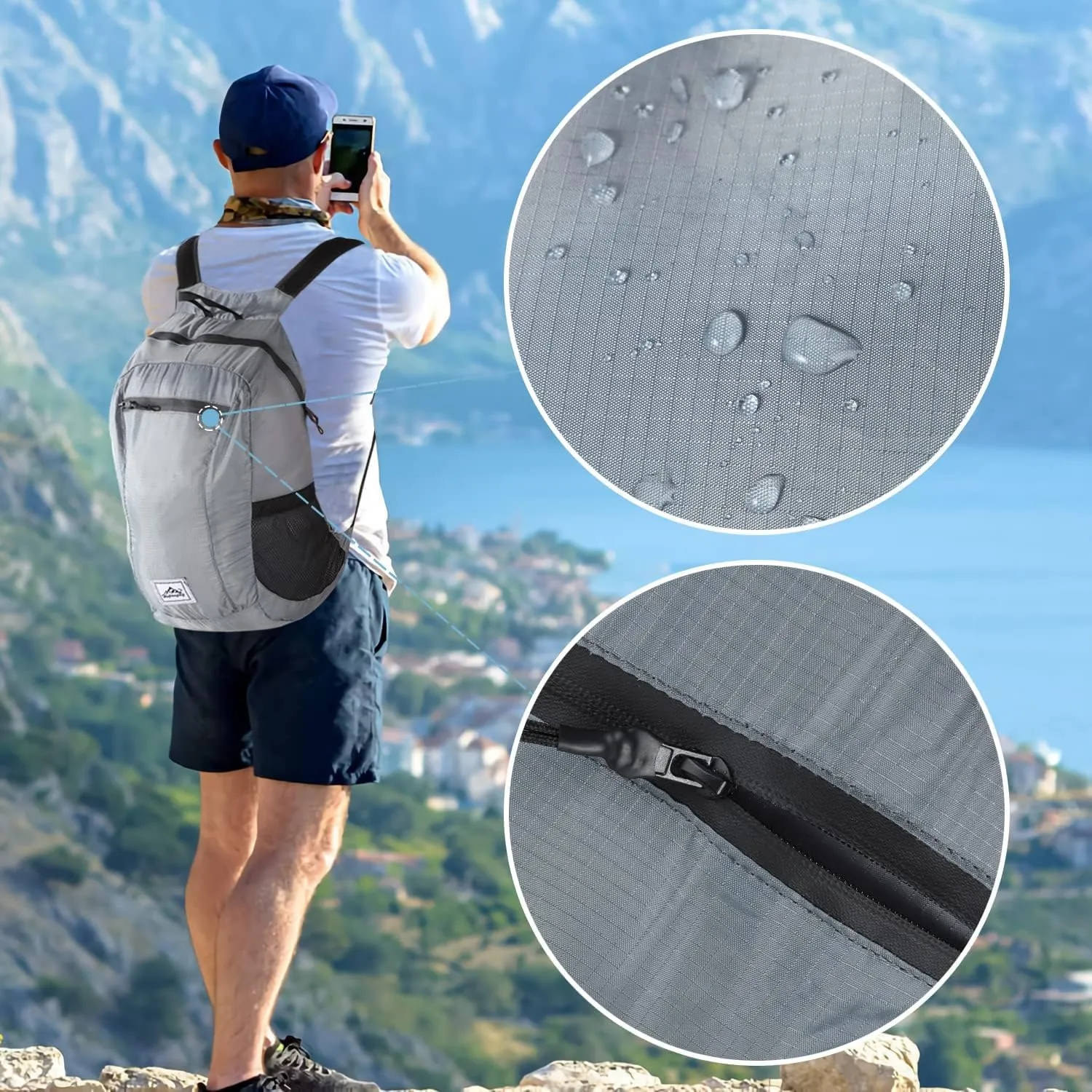 Ultra Lightweight Hiking Backpack,For uproot set manual assistance weave congress Men Women Travel Camping Outdoor Backpack-Grey 20L Foldable Backpack,Waterproof Packable 