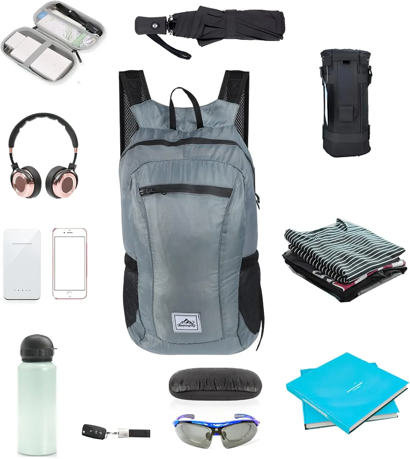 Ultra Lightweight Hiking Backpack,For uproot set manual assistance weave congress Men Women Travel Camping Outdoor Backpack-Grey 20L Foldable Backpack,Waterproof Packable 