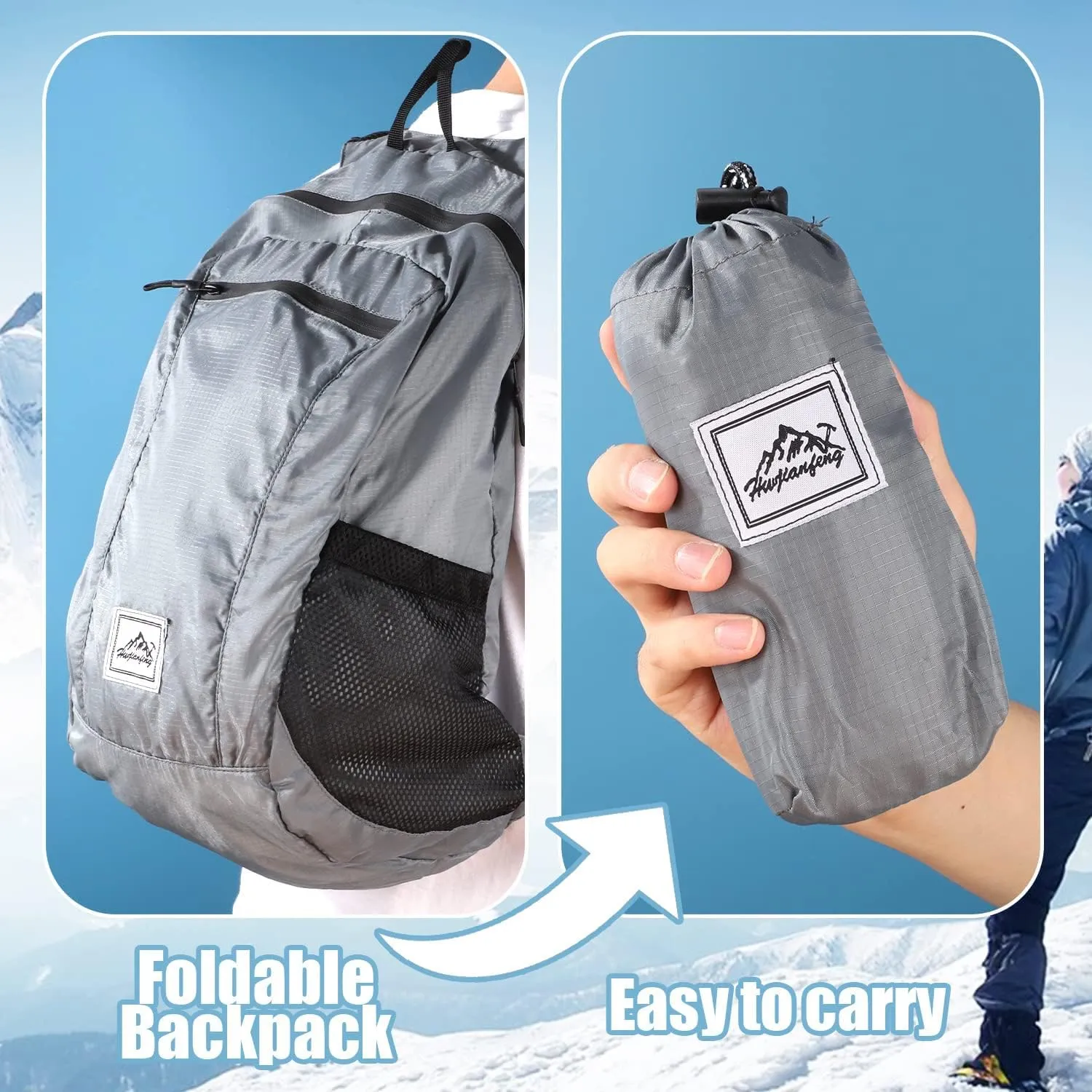 Ultra Lightweight Hiking Backpack,For uproot set manual assistance weave congress Men Women Travel Camping Outdoor Backpack-Grey 20L Foldable Backpack,Waterproof Packable 