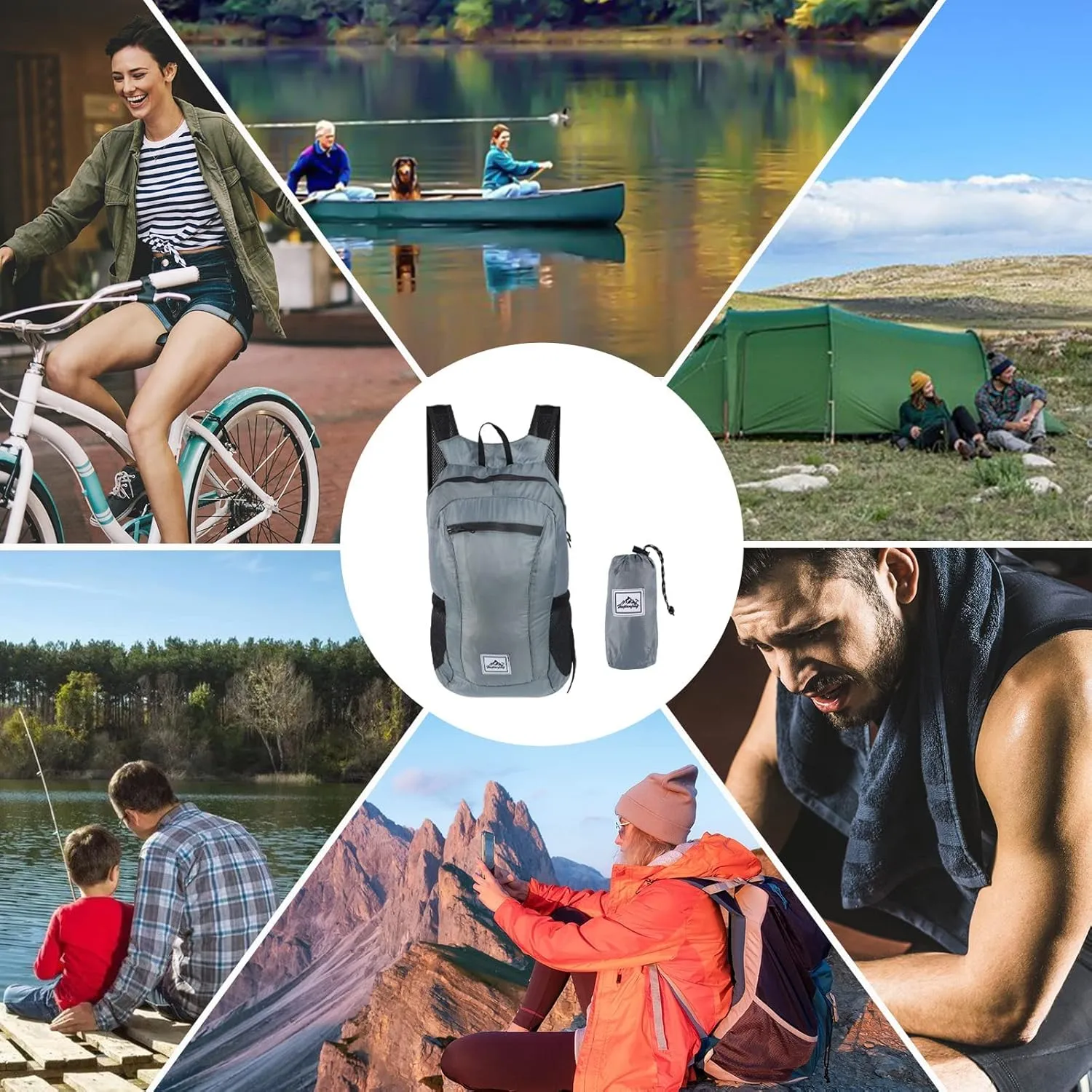 Ultra Lightweight Hiking Backpack,For uproot set manual assistance weave congress Men Women Travel Camping Outdoor Backpack-Grey 20L Foldable Backpack,Waterproof Packable 