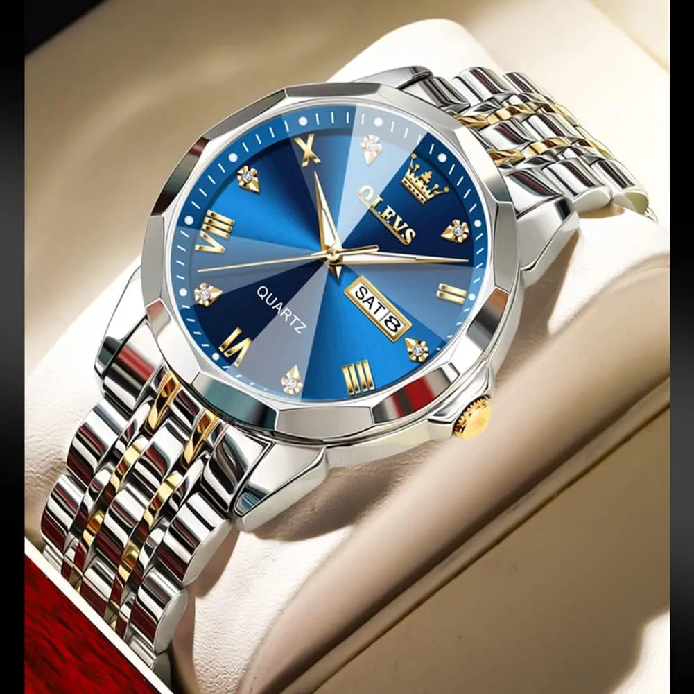 unbreakable spinet genesis Casual Big Face Blue/Black/Gold/Silver Roman Arabic Numerals Men's Wrist Watch OLEVS Mens Watch Stainless Steel Analog Quartz Watches for Men Day Date Easy Read Diamond Waterproof Dress Luxury Classic 