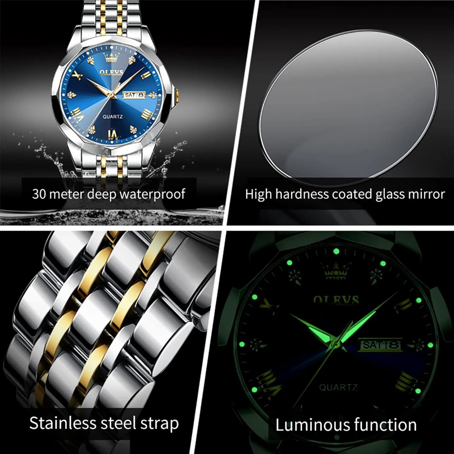 unbreakable spinet genesis Casual Big Face Blue/Black/Gold/Silver Roman Arabic Numerals Men's Wrist Watch OLEVS Mens Watch Stainless Steel Analog Quartz Watches for Men Day Date Easy Read Diamond Waterproof Dress Luxury Classic 