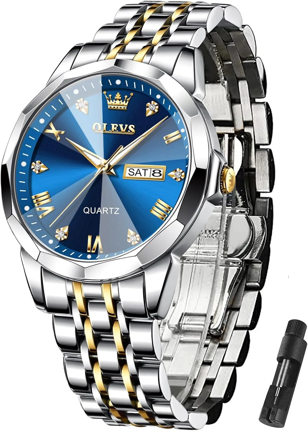 unbreakable spinet genesis Casual Big Face Blue/Black/Gold/Silver Roman Arabic Numerals Men's Wrist Watch OLEVS Mens Watch Stainless Steel Analog Quartz Watches for Men Day Date Easy Read Diamond Waterproof Dress Luxury Classic 