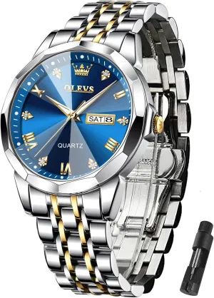 unbreakable spinet genesis Casual Big Face Blue/Black/Gold/Silver Roman Arabic Numerals Men's Wrist Watch OLEVS Mens Watch Stainless Steel Analog Quartz Watches for Men Day Date Easy Read Diamond Waterproof Dress Luxury Classic 