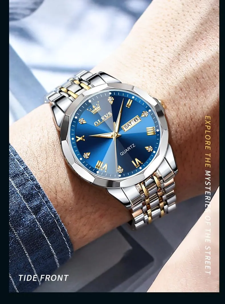 unbreakable spinet genesis Casual Big Face Blue/Black/Gold/Silver Roman Arabic Numerals Men's Wrist Watch OLEVS Mens Watch Stainless Steel Analog Quartz Watches for Men Day Date Easy Read Diamond Waterproof Dress Luxury Classic 