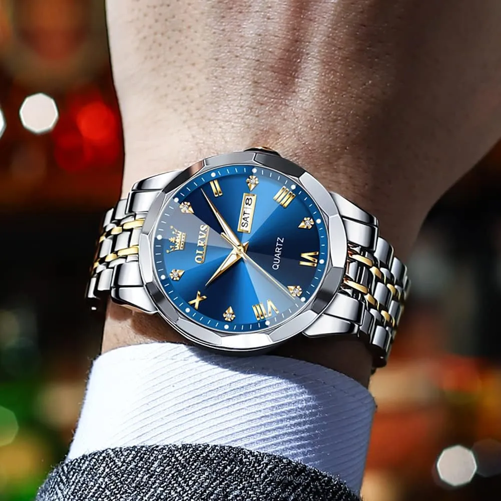 unbreakable spinet genesis Casual Big Face Blue/Black/Gold/Silver Roman Arabic Numerals Men's Wrist Watch OLEVS Mens Watch Stainless Steel Analog Quartz Watches for Men Day Date Easy Read Diamond Waterproof Dress Luxury Classic 