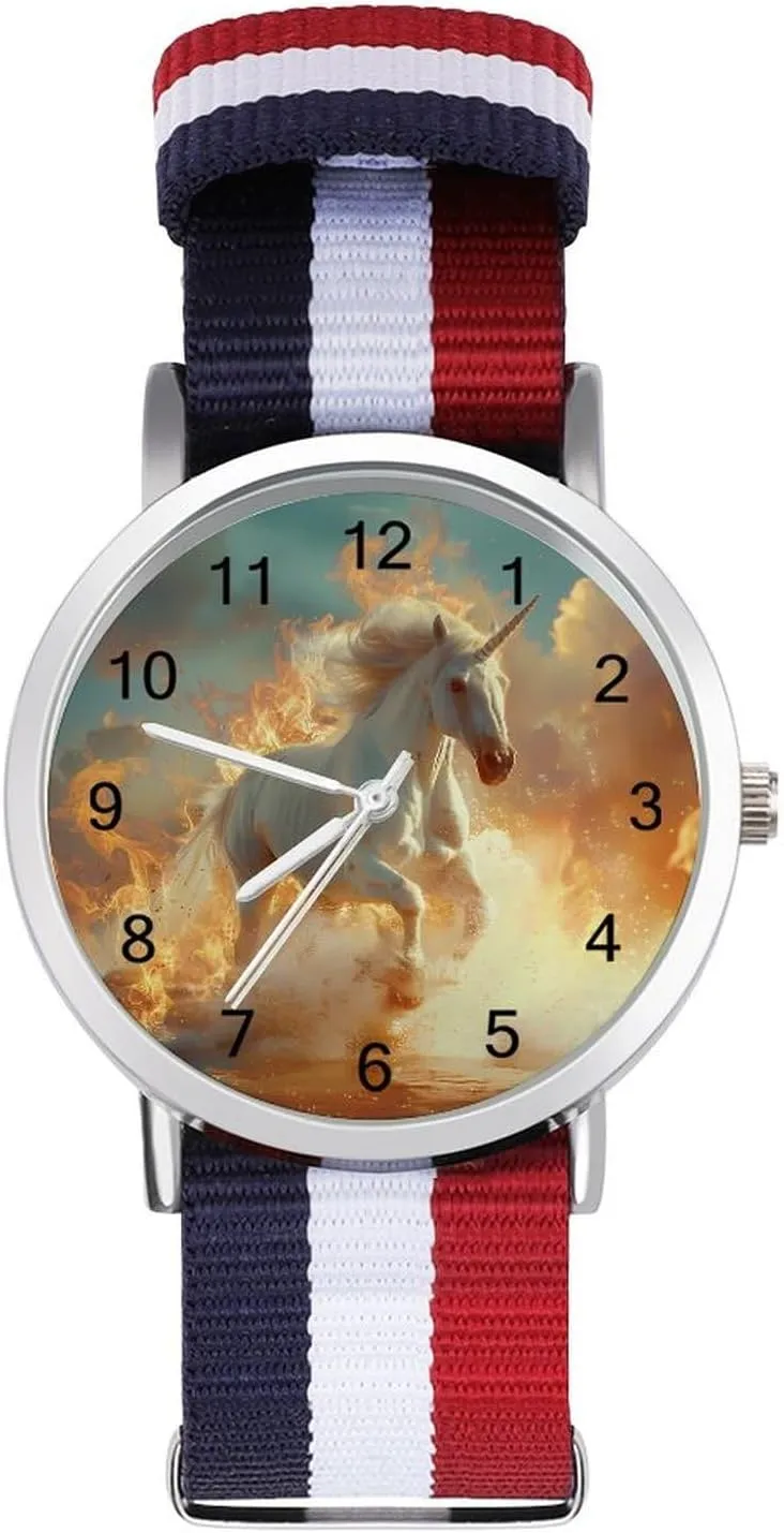 Unicorm Running On Fire Lightweight Wrist Watch Adjustable Nylon Band substantiate fortify mineralization Outdoor Sport Work Wrist Watch Easy to Read Time Magical 