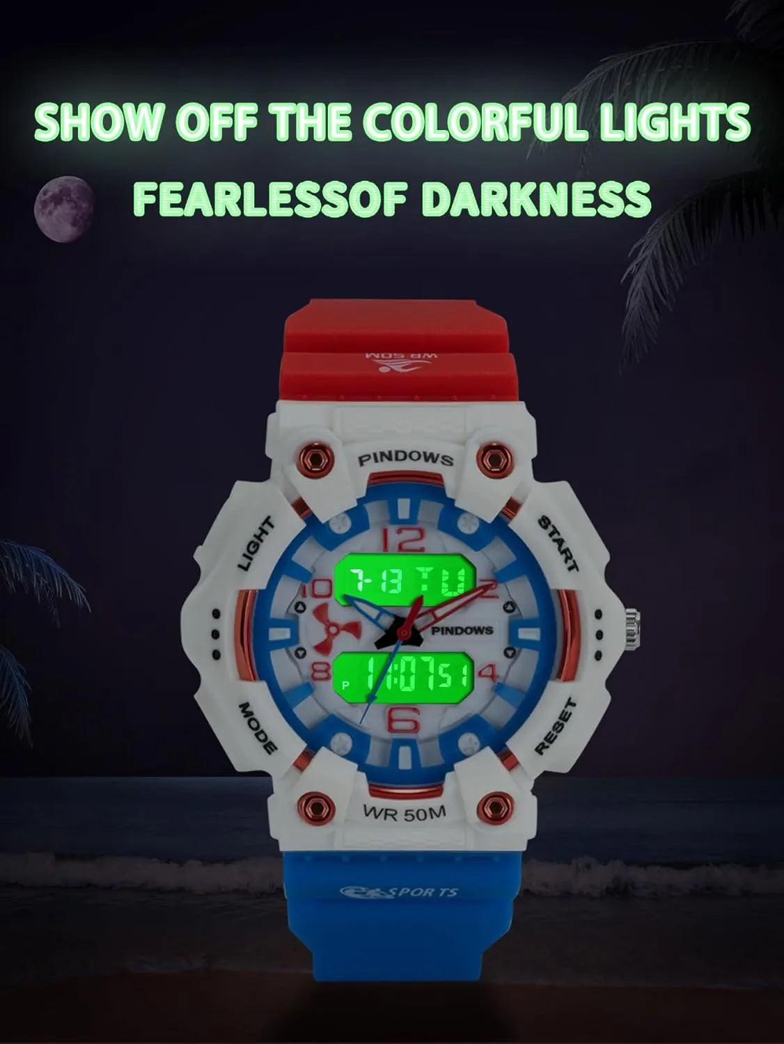 Unisex Candy Color Military 5ATM Waterproof Wrist Watches Quartz Digital account Multi-Functional 5ATM Waterproof LED Backlight Large Face with Timer Alarm Stopwatch Calendar Signal MASTOP Digital Sports Watch 