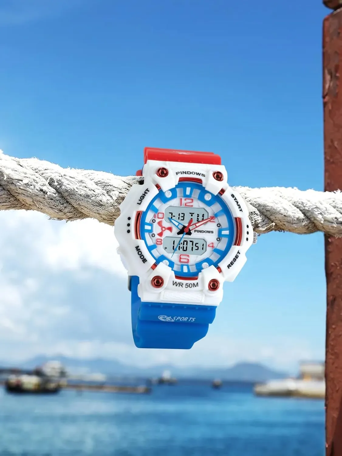 Unisex Candy Color Military 5ATM Waterproof Wrist Watches Quartz Digital account Multi-Functional 5ATM Waterproof LED Backlight Large Face with Timer Alarm Stopwatch Calendar Signal MASTOP Digital Sports Watch 