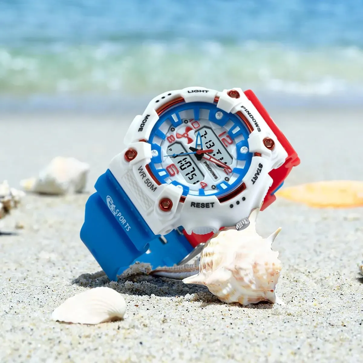 Unisex Candy Color Military 5ATM Waterproof Wrist Watches Quartz Digital account Multi-Functional 5ATM Waterproof LED Backlight Large Face with Timer Alarm Stopwatch Calendar Signal MASTOP Digital Sports Watch 