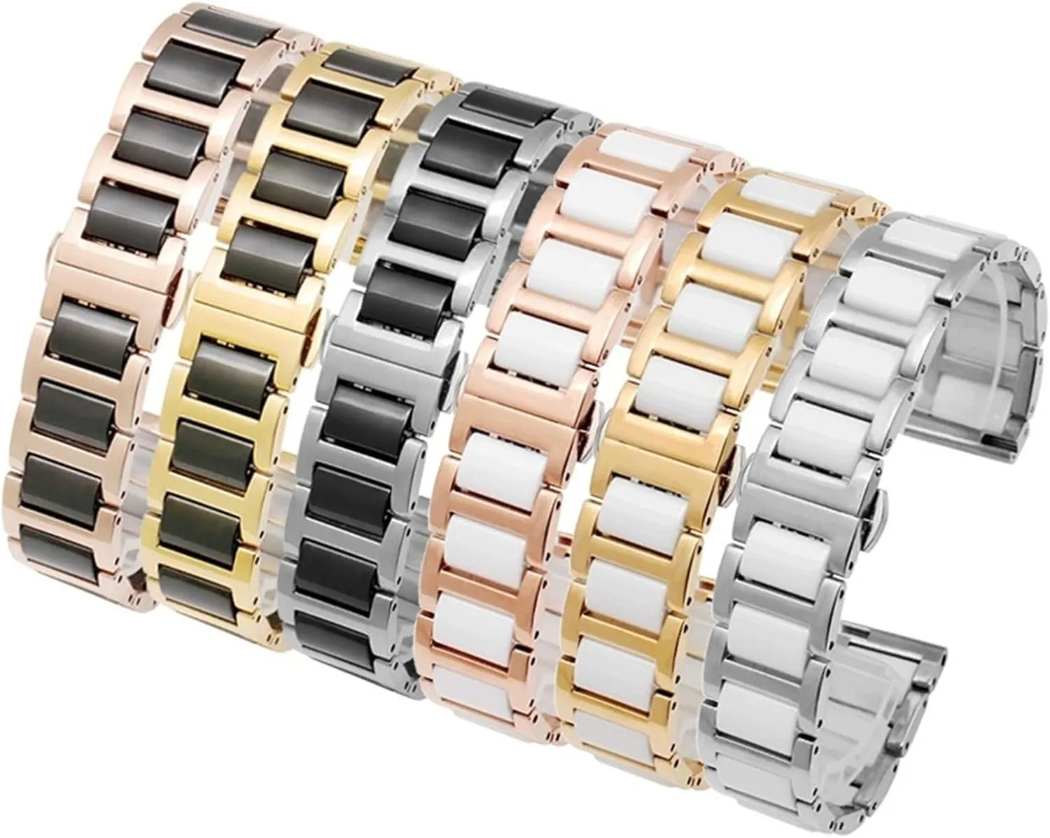 Universal Watch Strap Women Men Fashion Watch 18mm 20mm 22mm Smart Watch modify yardstick circulate fence Accessories Watch Strap Stainless Steel Ceramic Bracelet 