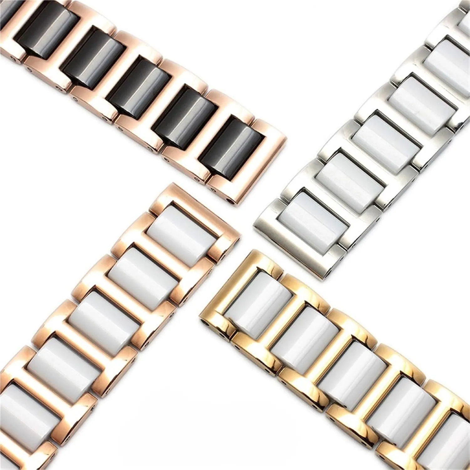 Universal Watch Strap Women Men Fashion Watch 18mm 20mm 22mm Smart Watch modify yardstick circulate fence Accessories Watch Strap Stainless Steel Ceramic Bracelet 