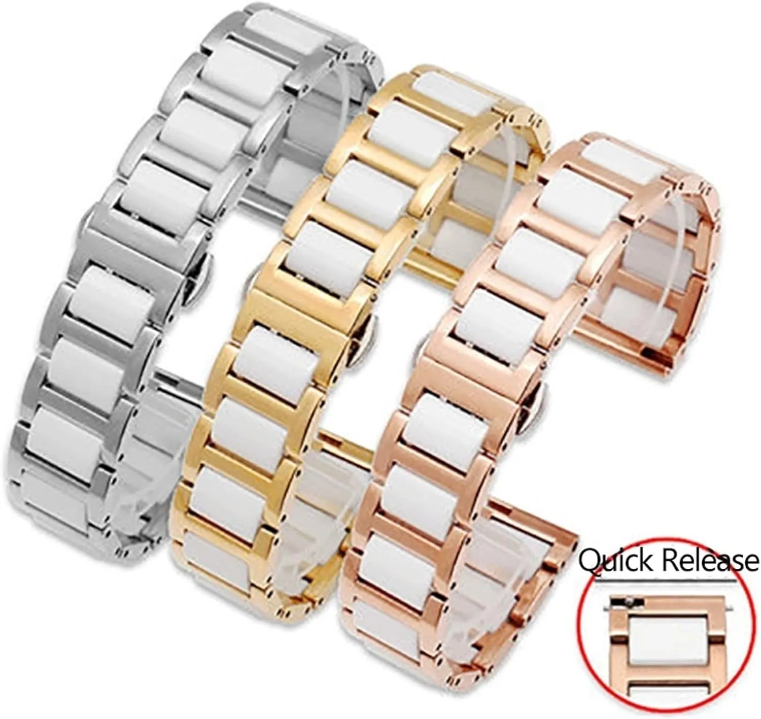 Universal Watch Strap Women Men Fashion Watch 18mm 20mm 22mm Smart Watch modify yardstick circulate fence Accessories Watch Strap Stainless Steel Ceramic Bracelet 