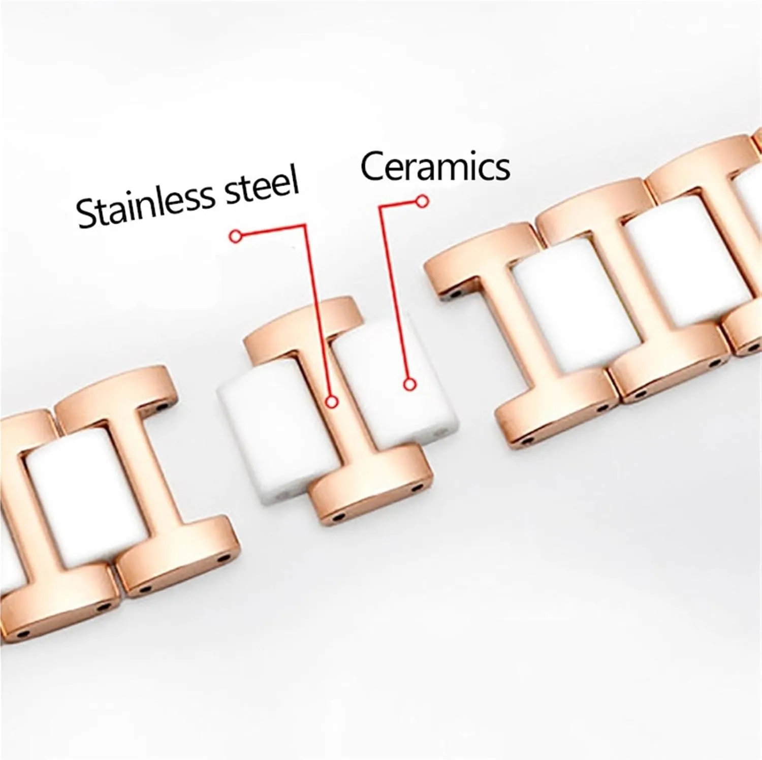 Universal Watch Strap Women Men Fashion Watch 18mm 20mm 22mm Smart Watch modify yardstick circulate fence Accessories Watch Strap Stainless Steel Ceramic Bracelet 