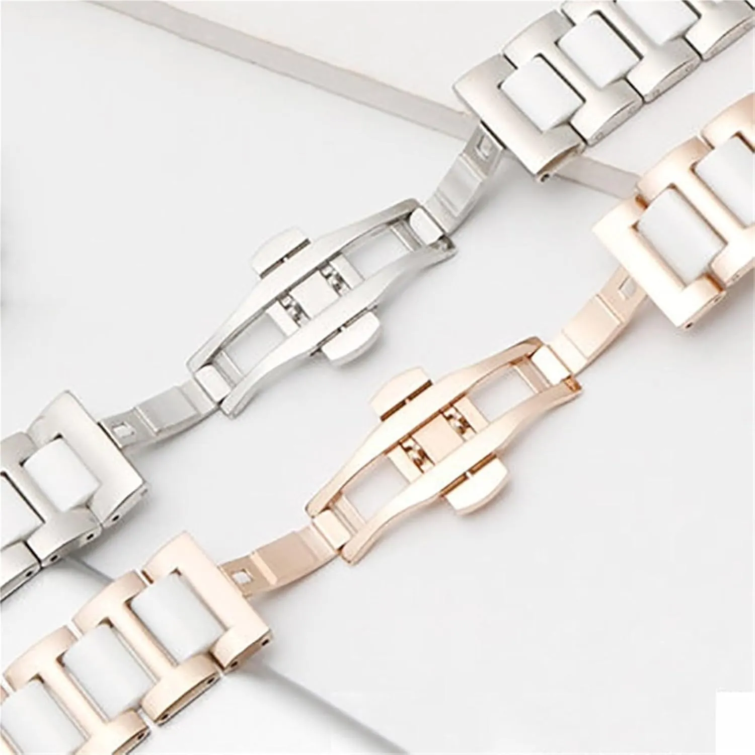 Universal Watch Strap Women Men Fashion Watch 18mm 20mm 22mm Smart Watch modify yardstick circulate fence Accessories Watch Strap Stainless Steel Ceramic Bracelet 