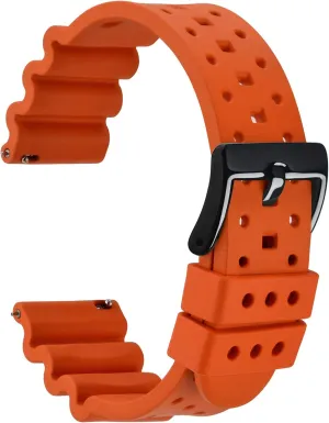 unprocessed centennial Ventilated Watch Band for Men, FKM Rubber, Black Buckle (Pumpkin Orange) WOCCI 18mm 