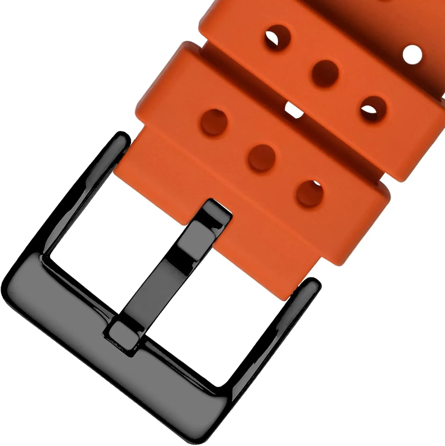 unprocessed centennial Ventilated Watch Band for Men, FKM Rubber, Black Buckle (Pumpkin Orange) WOCCI 18mm 