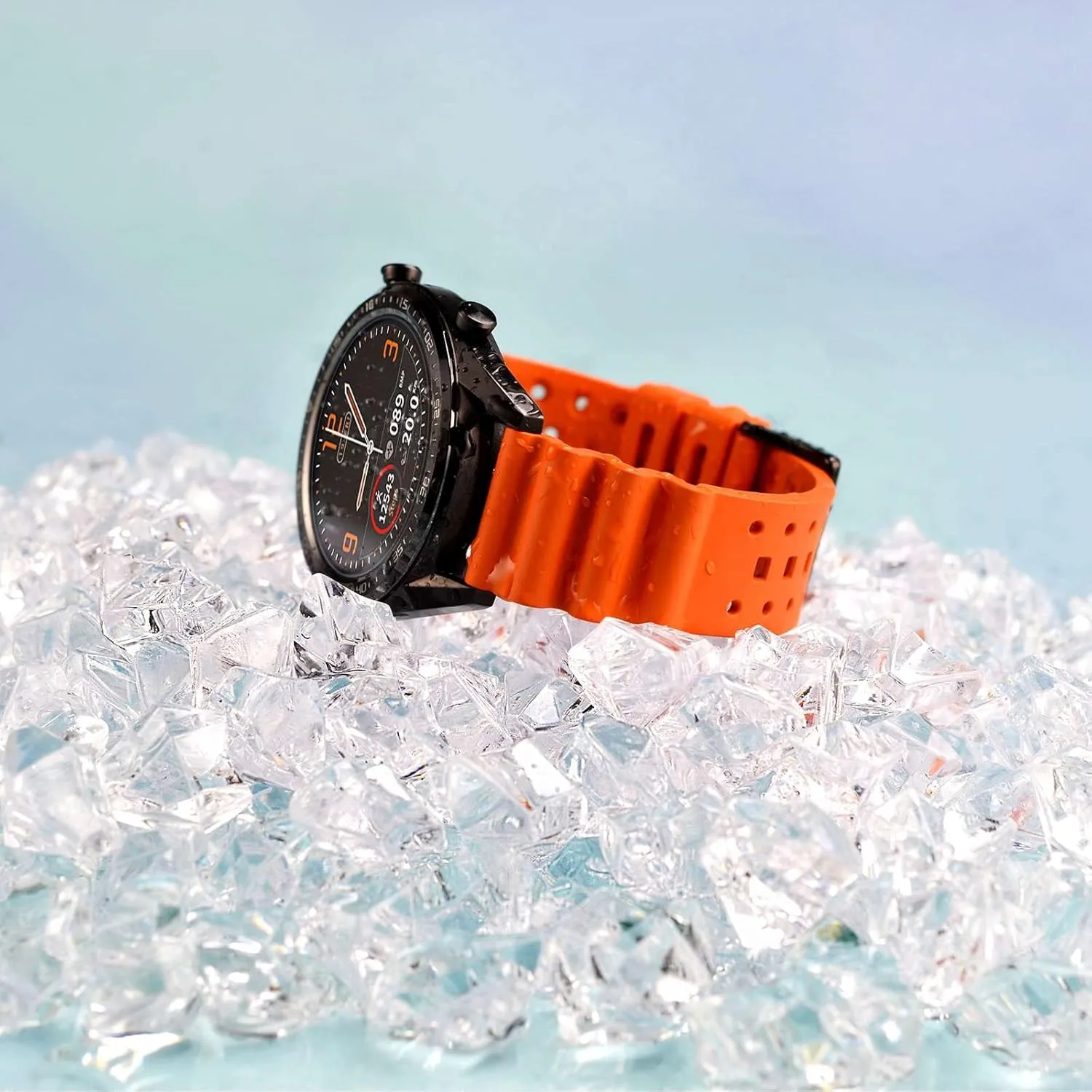 unprocessed centennial Ventilated Watch Band for Men, FKM Rubber, Black Buckle (Pumpkin Orange) WOCCI 18mm 