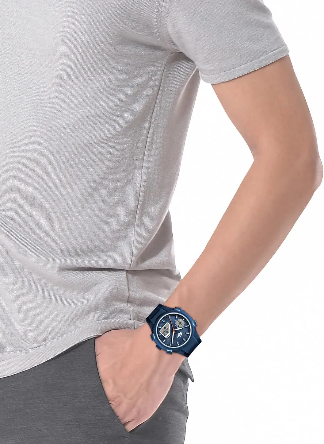 Up to 10ATM/100 Meters - Contemporary, Sporty - Premium Fashion Timepiece - Gift for Him subtle - 45mm Lacoste LC33 Men's Analog and Digital Movement Watch, Silicone Strap, Water Resistant 