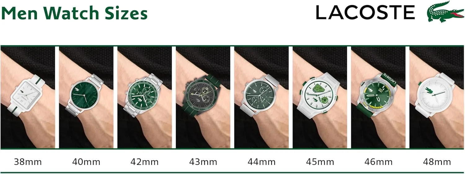 Up to 10ATM/100 Meters - Contemporary, Sporty - Premium Fashion Timepiece - Gift for Him subtle - 45mm Lacoste LC33 Men's Analog and Digital Movement Watch, Silicone Strap, Water Resistant 