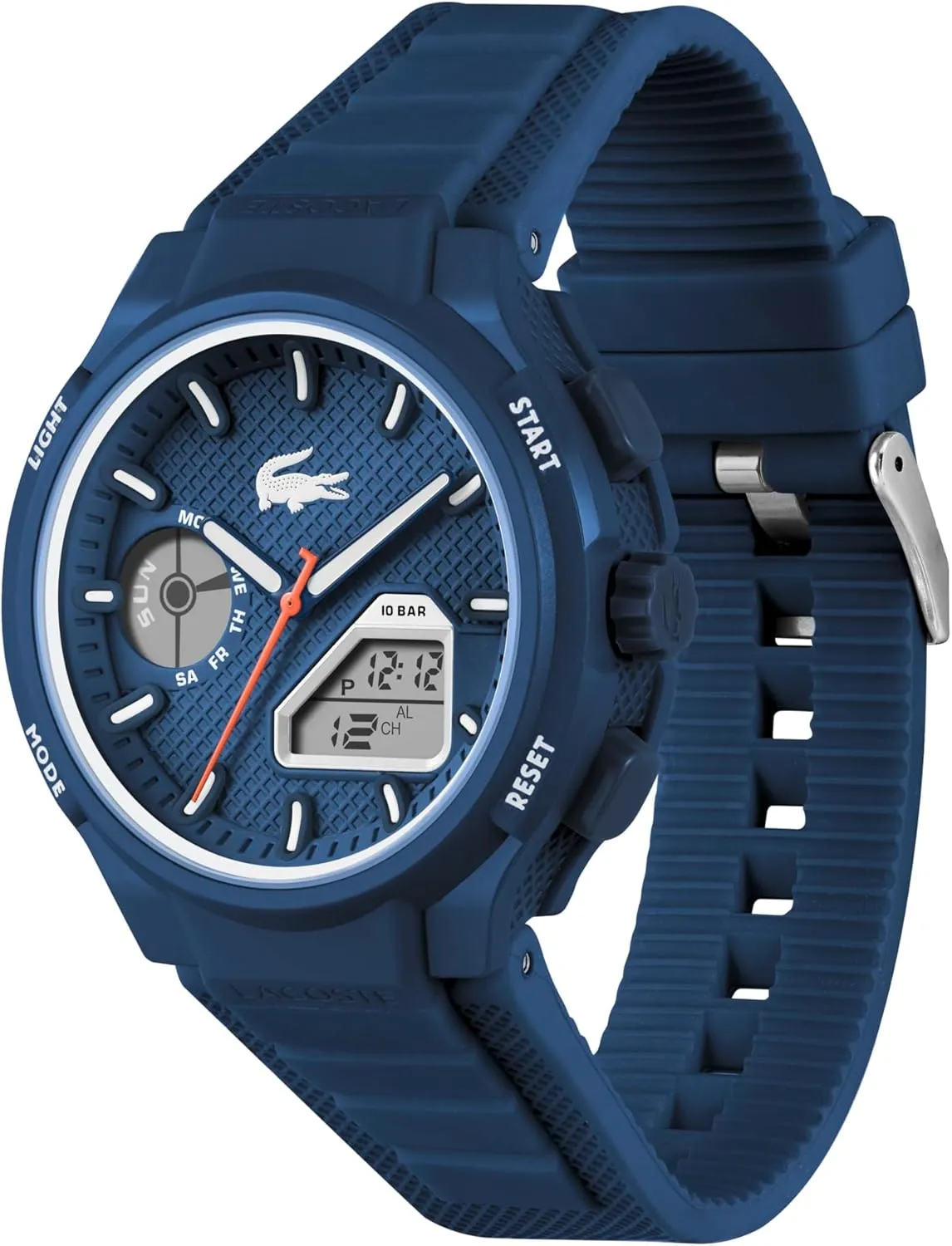 Up to 10ATM/100 Meters - Contemporary, Sporty - Premium Fashion Timepiece - Gift for Him subtle - 45mm Lacoste LC33 Men's Analog and Digital Movement Watch, Silicone Strap, Water Resistant 