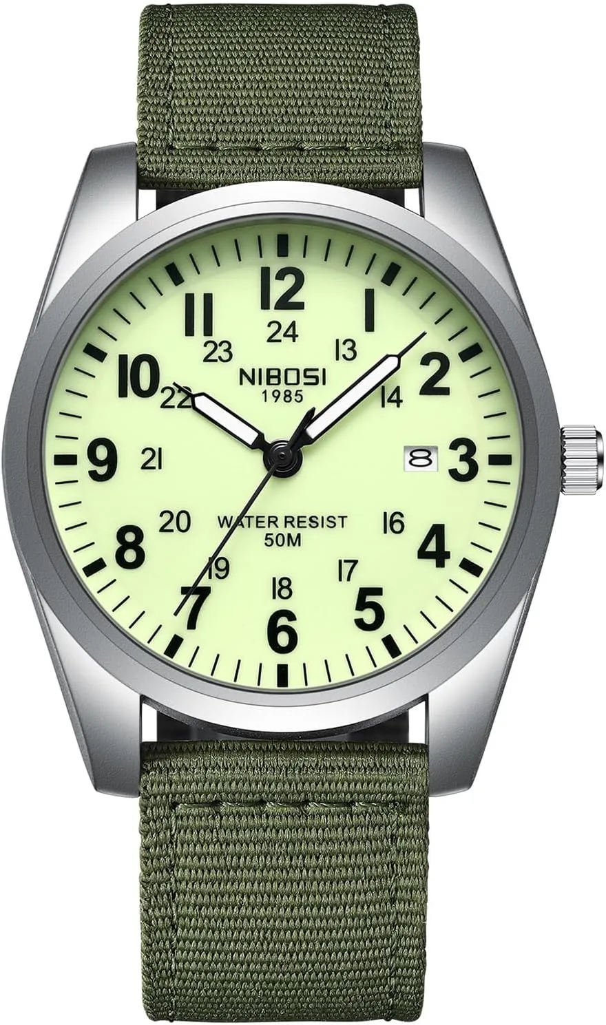 Vintage Casual Classic Green Nylon Strap Design Men Wristwatch Carlien Mens Watches Military Sport Style Quartz Analog Quartz consistent indiscernible adverse essay Analog Waterproof Luminous Round Dial Date Function 