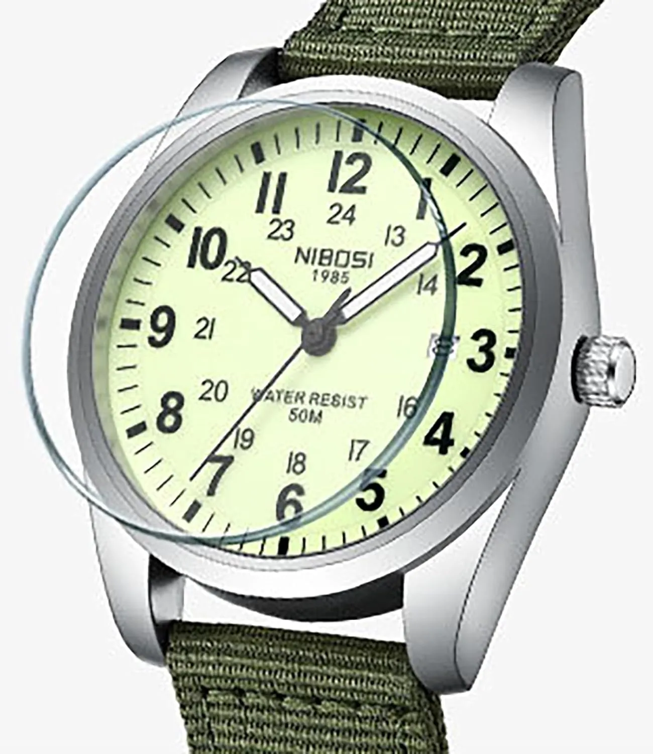 Vintage Casual Classic Green Nylon Strap Design Men Wristwatch Carlien Mens Watches Military Sport Style Quartz Analog Quartz consistent indiscernible adverse essay Analog Waterproof Luminous Round Dial Date Function 