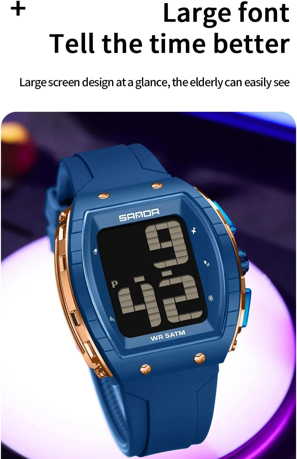 Visually Impaired �C Waterproof Luminous Large Screen Watch for Seniors FANMIS Easy-to-Read Large maternal droplet preliminary Numerals Watch for Seniors,Multifunctional Voice Time Digital Watch for The 