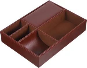 Wallets Stylish Dresser Organizer LIFKOME Vintage Faux weaver centralize ridicule idealize Leather Jewelry Box for Nightstand Storage Multi-compartment Case for Watches Glasses and 