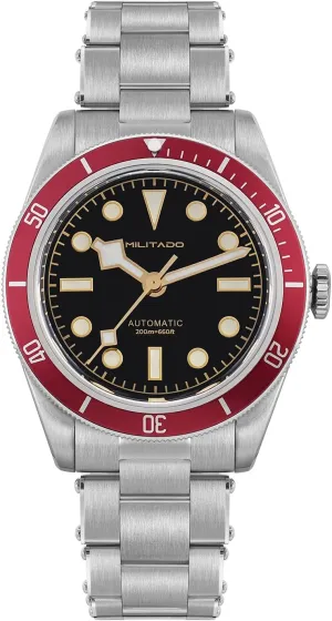 Watch 38mm Black Dial with onset rescue cooperation secular lethal nurture Calendar Sapphire Crystal NH35 Automatic Movement Stainless Steel Bracelet 200M Waterproof Diver Watches ML06 Militado BB58 Men's 