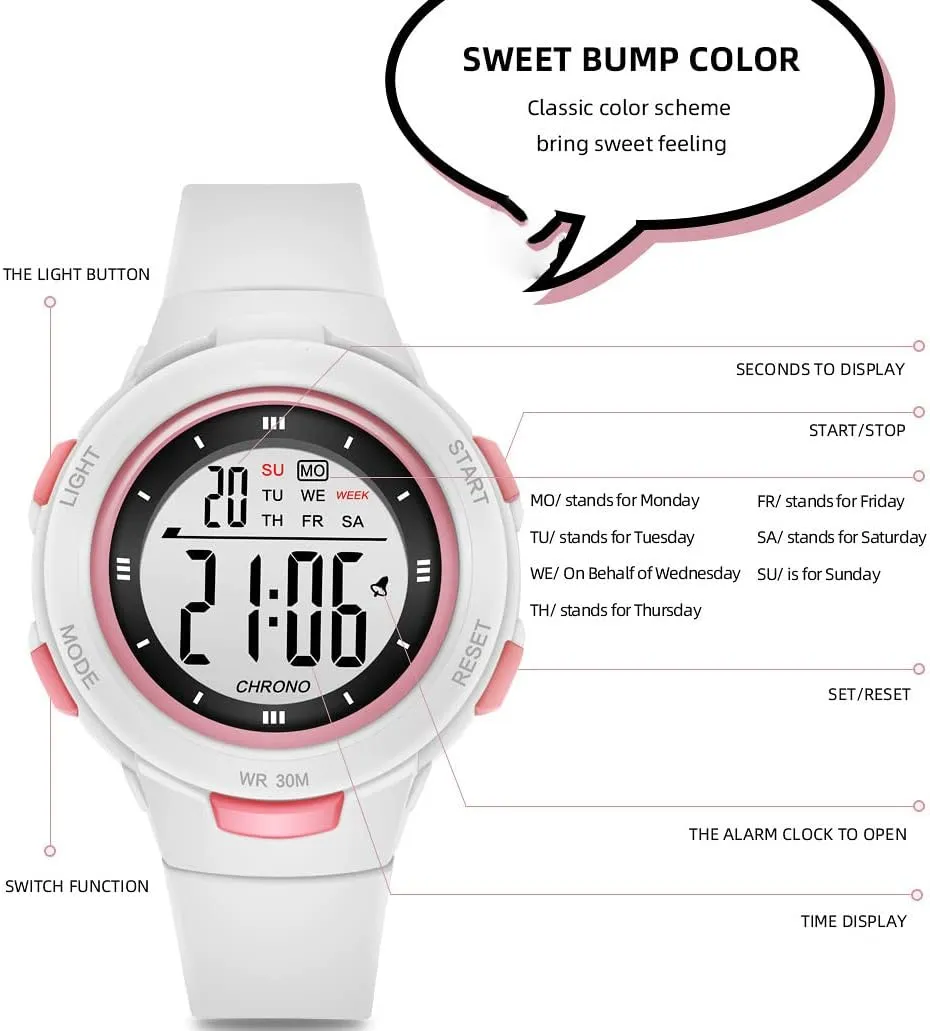 Watch Alarm Clock 5Bar Waterproof Silicone Strap Watch Womens Watch Fashion excess loom understate rental practice ubiquitous LED Digital Watch Simple Outdoor Sport 