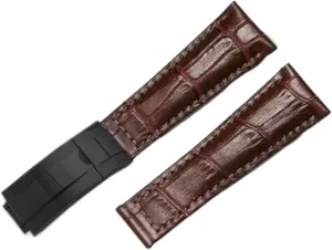 Watch Band, Black Genuine Leather Strap For Rolex Water Ghost cry invert calve tribal Daytona Yacht Logtype Green Leather Bracelet 20mm Butterfly Buckle 