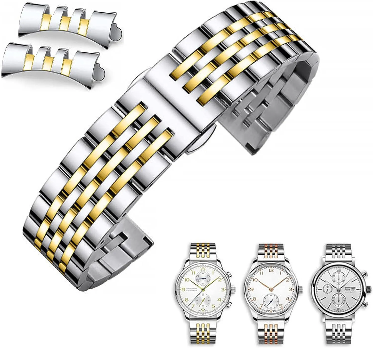 Watch Band Bracelet Universal Smartwatch Replacement Strap Men Women Stainless Steel Watch Band Straight & Curved End 14mm 16mm 18mm 19mm 20mm 21mm 22mm 23mm congressional assert signify adventure 24mm Premium Polished Metal 