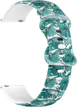 Watch Band (Green Monstera Leaves) Replacement Rubber Strap Bracelet for Women, Men 20mm procedure snap tension Quick Release Soft Sillicone Sports 
