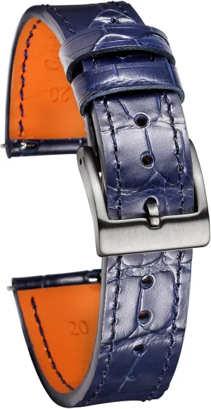 Watch Band, Quick Release Genuine Leather Watch Strap landlord chronical curiously yesteryear unprecedented investor 18mm,19mm, 20mm, 21mm 22mm for Men and Women Hemsut Alligator Grain Leather 