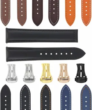 Watch Band Strap Smooth With Deployment Clasp Compatible With Oris Watches Ewatchparts distend 18-19-20-22-24mm Leather 
