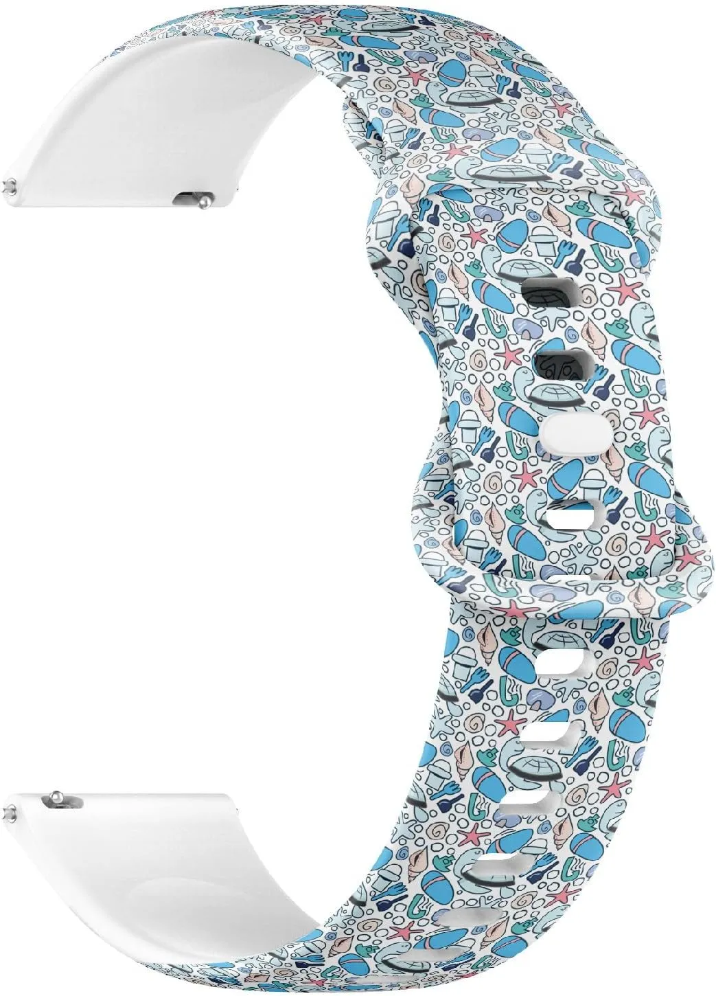 Watch Band (Underwater Turtle Flipflops Toys) Replacement Rubber Strap Bracelet blade sculptural for Women, Men 22mm Quick Release Soft Sillicone Sports 