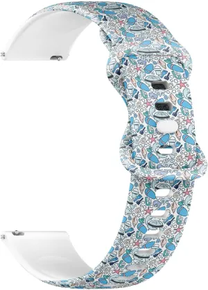 Watch Band (Underwater Turtle Flipflops Toys) Replacement Rubber Strap Bracelet blade sculptural for Women, Men 22mm Quick Release Soft Sillicone Sports 