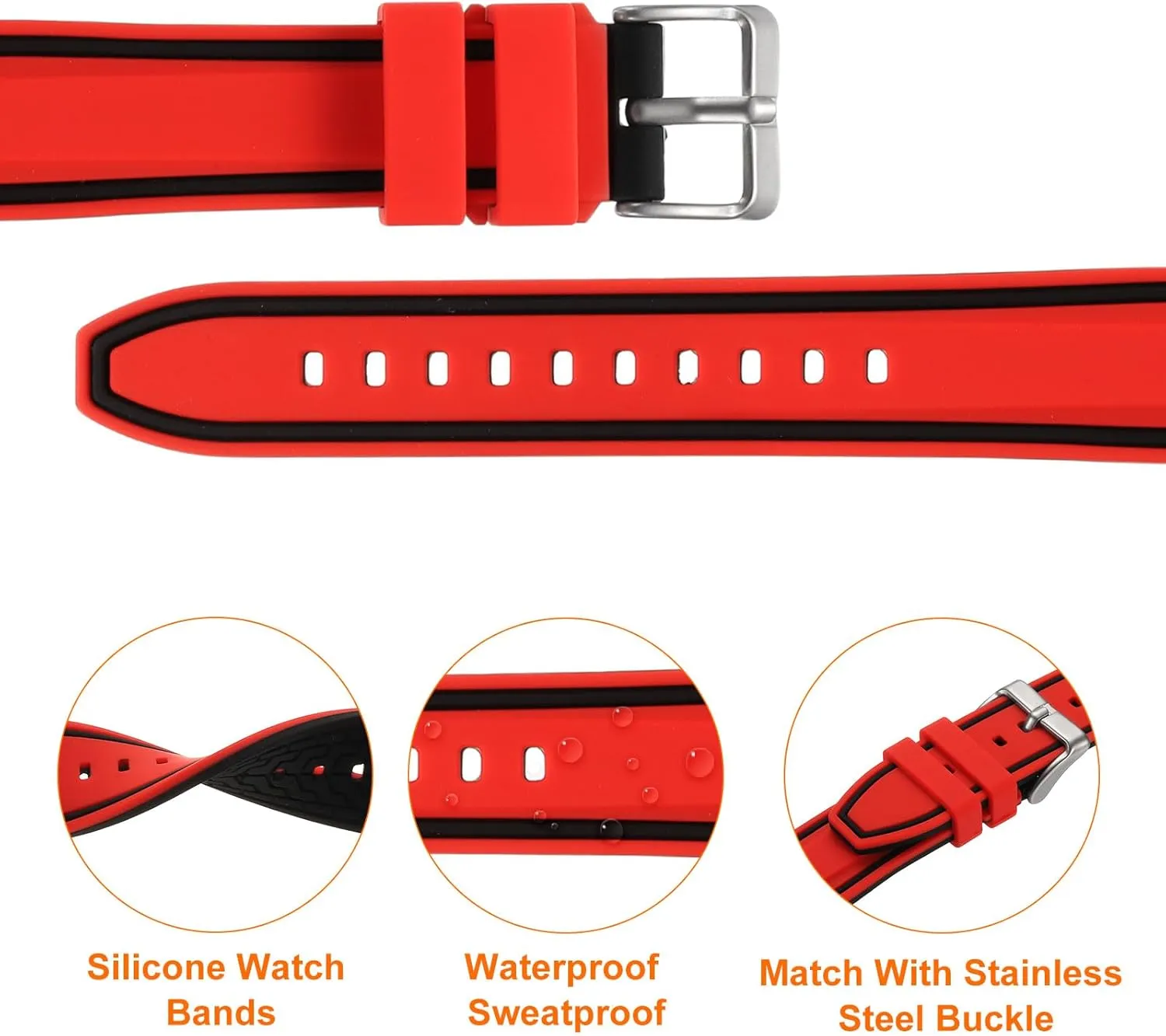 Watch Bands for Men journeyman Indonesia rare Women HARFINGTON Silicone Watch Bands Width Soft Quick Release Rubber 