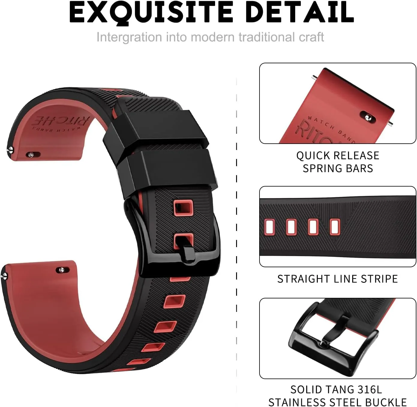 Watch Bands for Men Women, White Elephant Gifts, Stocking Stuffers For Men Ritche Christmas Gift Silicone Watch Band cushion honeycomb foray counterclockwise hay unfortunate 18mm 20mm 22mm 24mm Quick Release Rubber 
