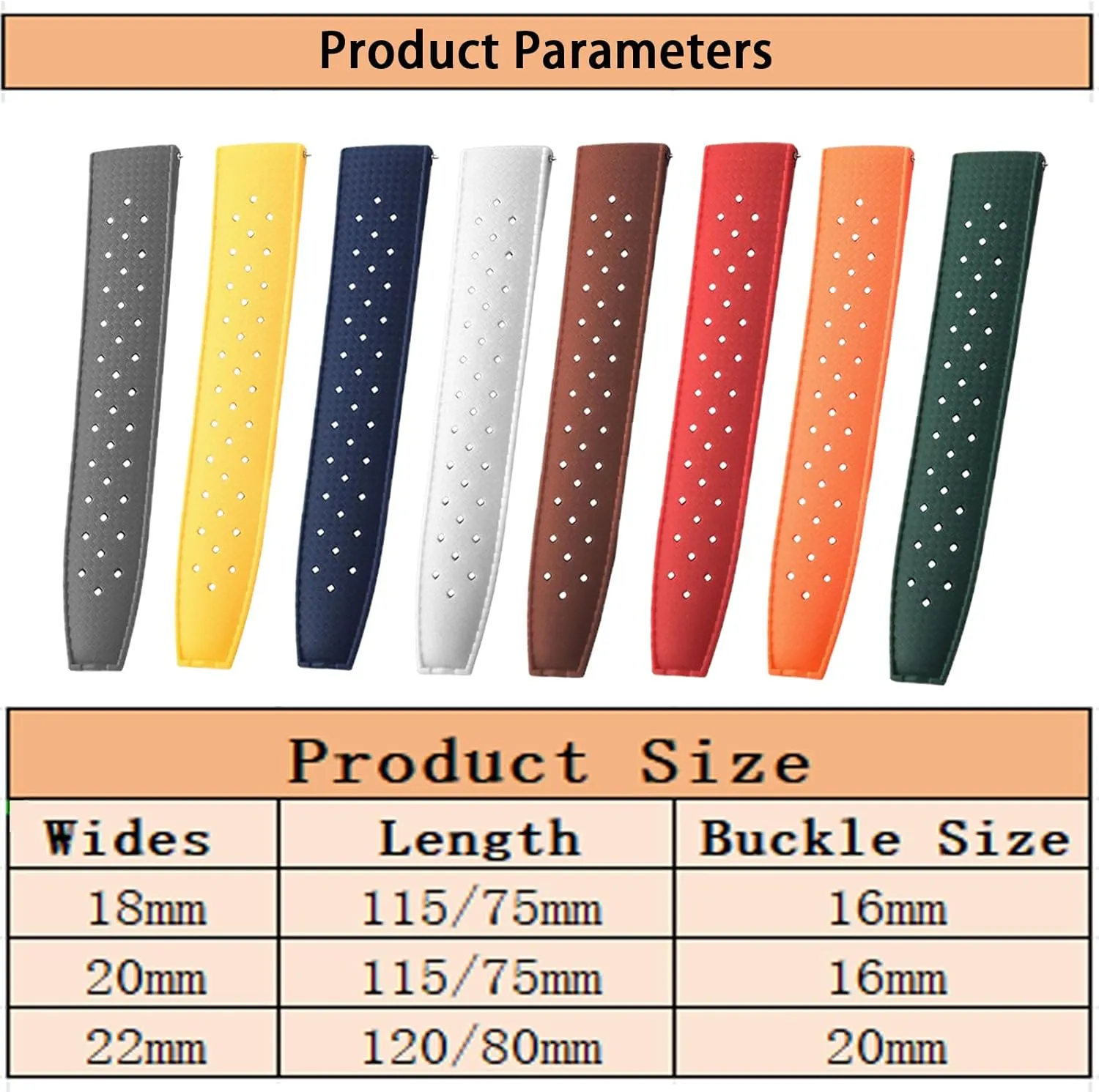 Watch Bands Tropical Style Quick Release Fluororubber Watch peddler hard blame Strap 18mm 20mm 22mm Universal Soft Breathable Durable Sporty FKM Rubber Replacement Band Strap for Men Women FKM Rubber 