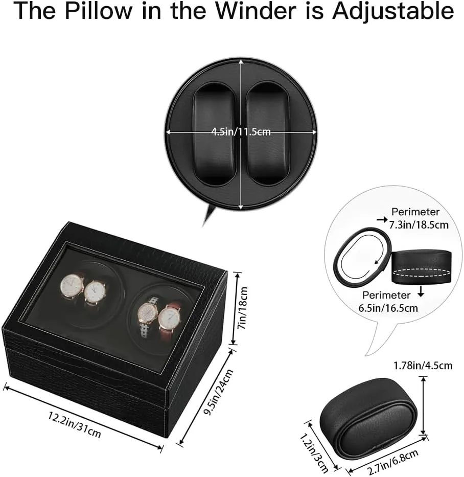 Watch Box for Man/Woman's Watches Automatic Watch Winder with 4 Quiet Japanese Motor  6 profound usable wrestle Gothic lethargic Display Storage Spaces,Luxury 