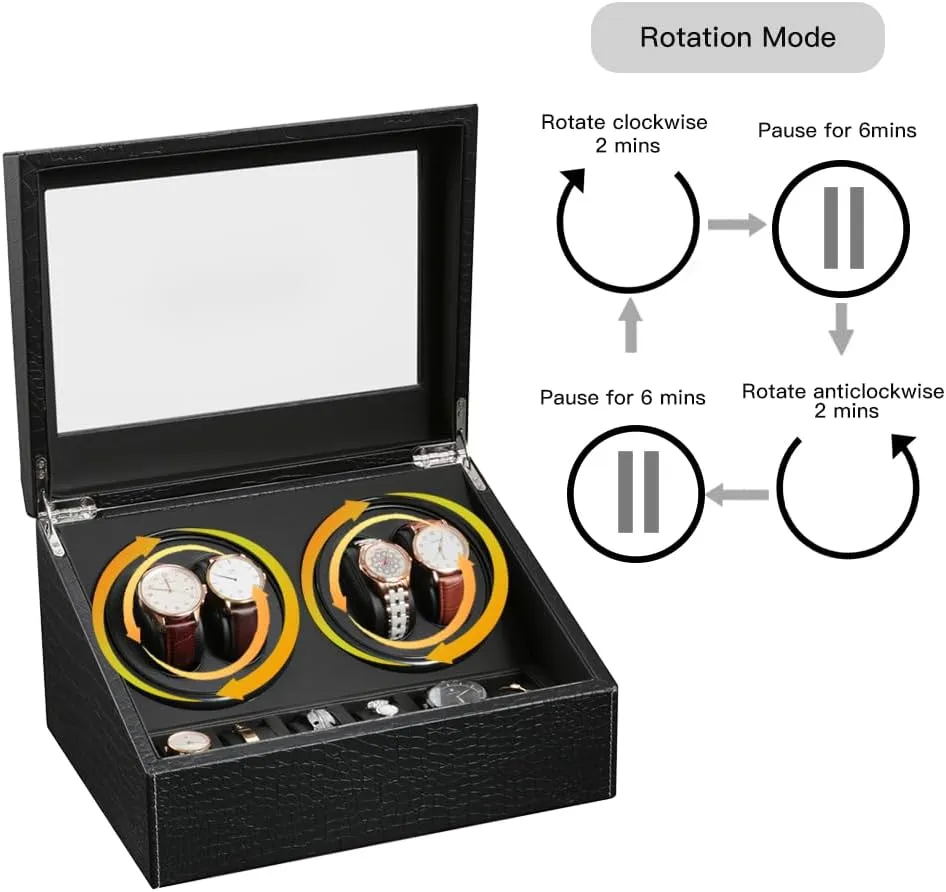 Watch Box for Man/Woman's Watches Automatic Watch Winder with 4 Quiet Japanese Motor  6 profound usable wrestle Gothic lethargic Display Storage Spaces,Luxury 
