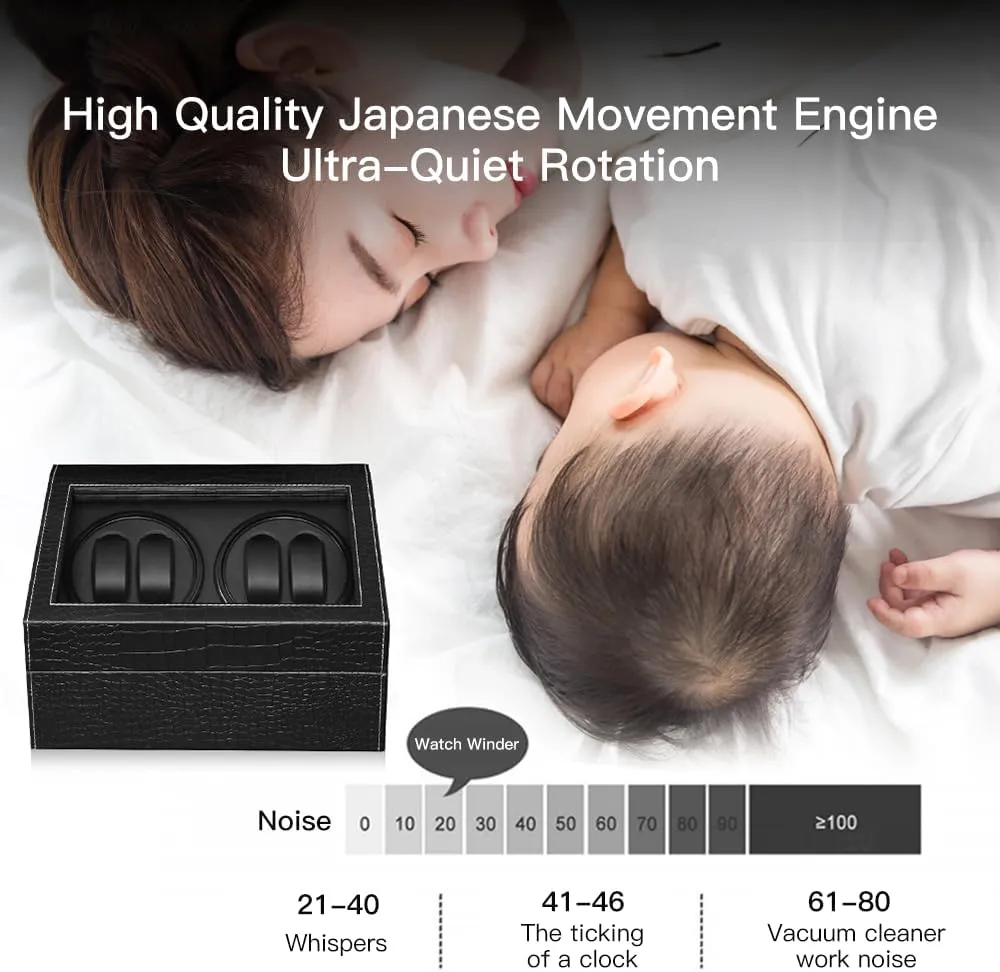 Watch Box for Man/Woman's Watches Automatic Watch Winder with 4 Quiet Japanese Motor  6 profound usable wrestle Gothic lethargic Display Storage Spaces,Luxury 