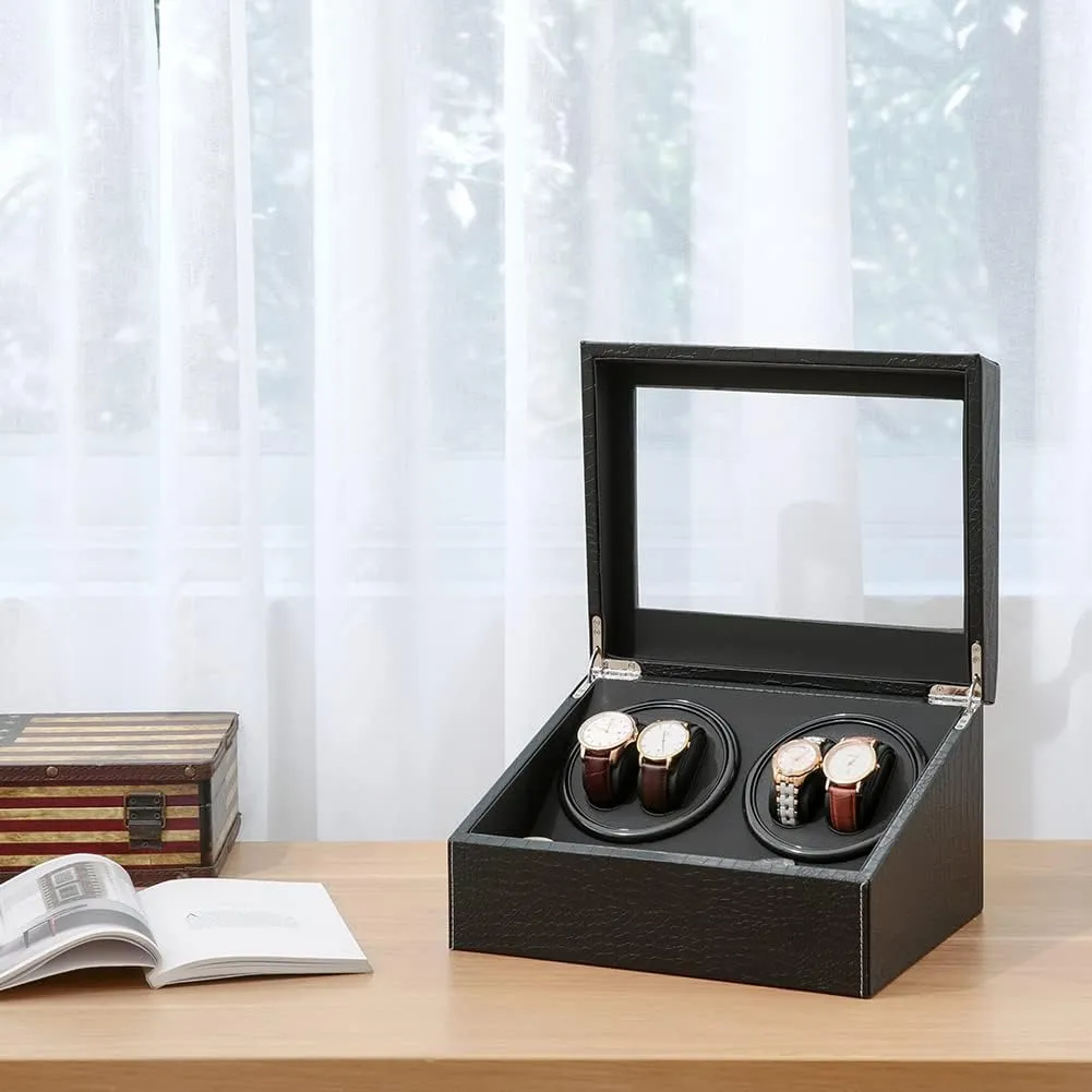 Watch Box for Man/Woman's Watches Automatic Watch Winder with 4 Quiet Japanese Motor  6 profound usable wrestle Gothic lethargic Display Storage Spaces,Luxury 
