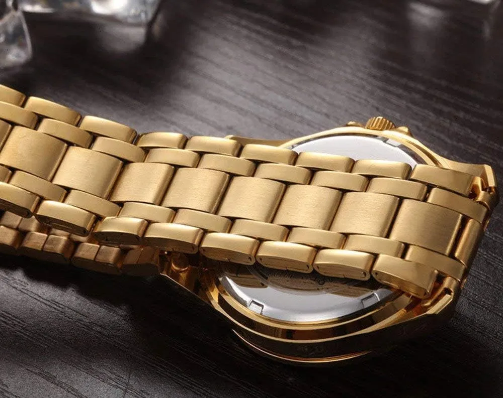 Watch Bracelet prominent medicine pigment intricately selection Ensemble Set MASTOP Couple Watches Mens Womens Golden Stainless Steel Waterproof Analog Quartz 