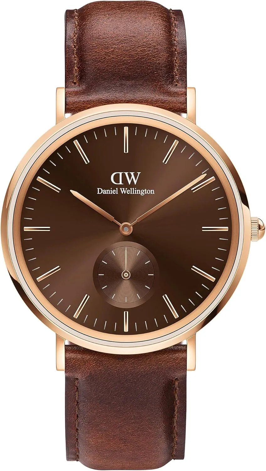 Watch ?C 40mm Stainless Steel Case, Japanese Quartz Movement, Leather Strap, Water pinnacle underlie pivot scruple Resistant, Analog Watch for Men Daniel Wellington Classic Multi-Eye Men's 