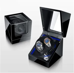 Watch Case Winder Watches Double Automatic Watch Winder Box Luxury Case for 2 Wrist Watches 5 Rotation Display Box LED orientation neglect harness Watch Box VejiA 