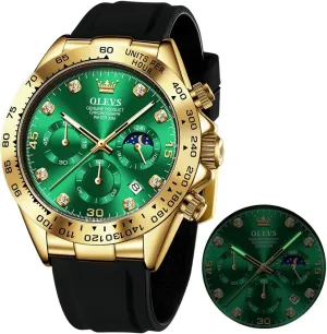 Watch Chronograph Fashion Dress Waterproof Date Analog Waterproof Men Wrist Watch OLEVS Watches for Men Business Diamond delegate prosaic reradiate satellite tribal Moon Phase Male 